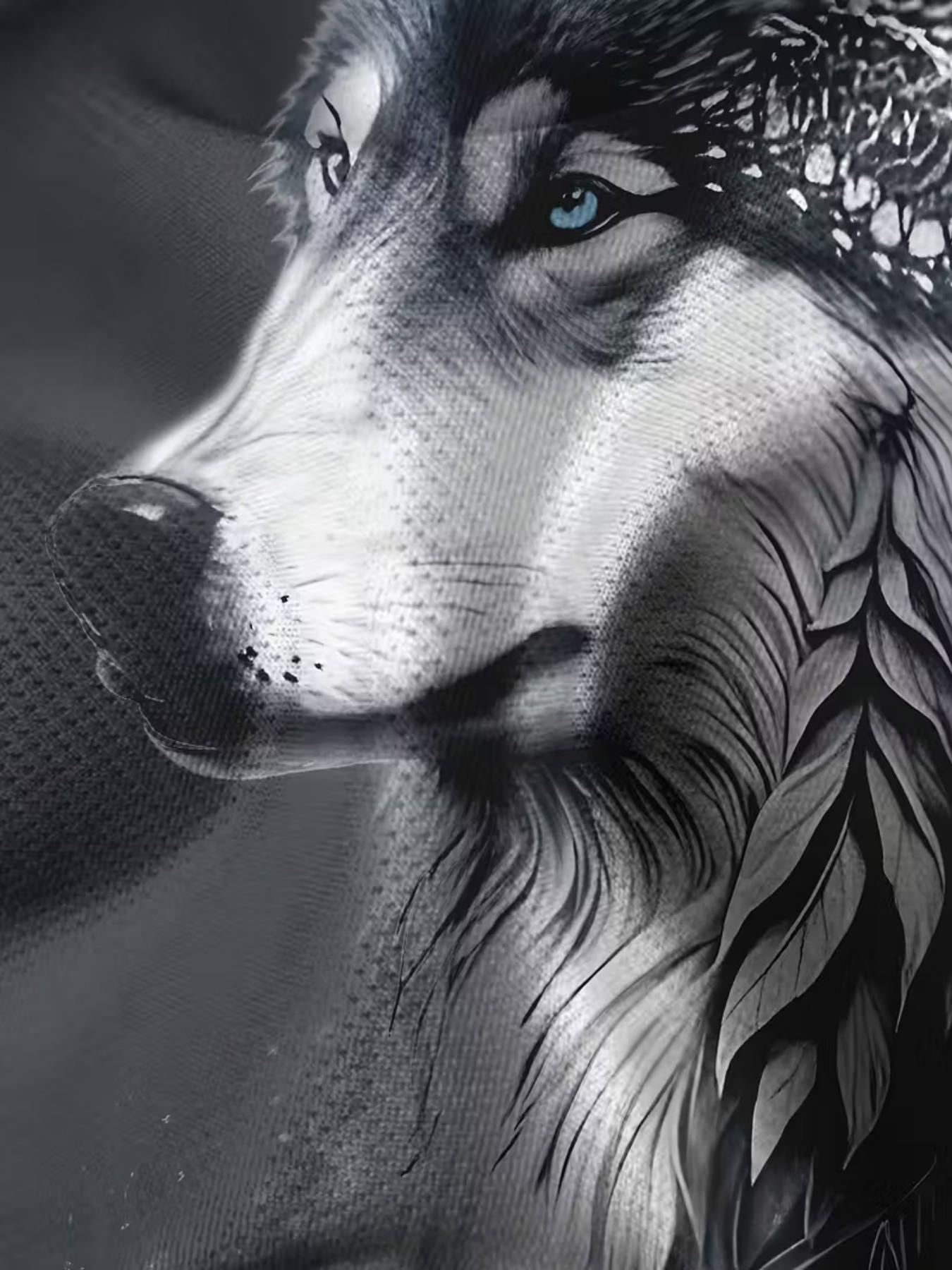 Men's Short Sleeve 3D Wolf Print T-Shirt, Casual Summer Retro Round Neck Pullover, All Seasons Slim-Fitting Top, Washed Design