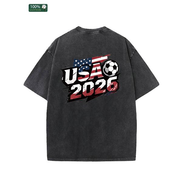 All-Season Men's Clothing, Printed Men's Fashion T-shirts, High-quality Heavy Washed Tee, Round Neck Loose Large Size Men's Short Sleeves Graphic Top.