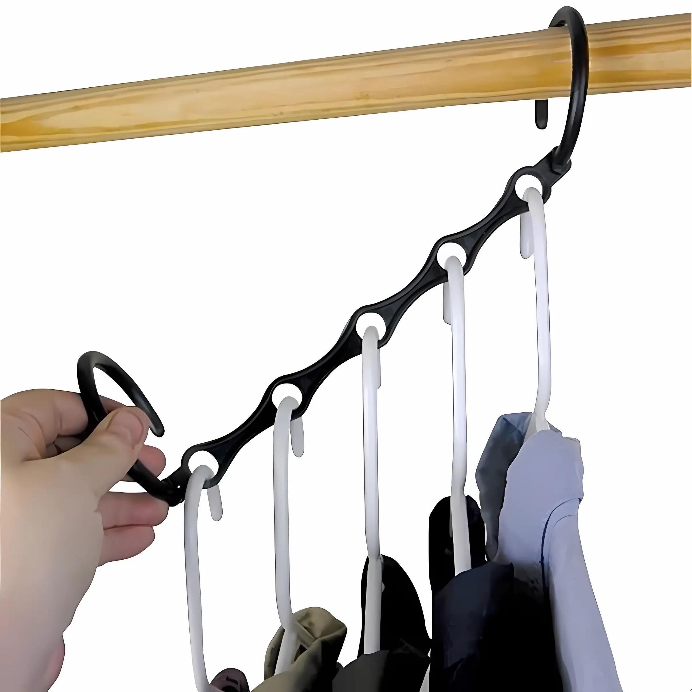 2pcs Creative Windproof Magic Clothes Hanger, Multifunctional PP Plastic Rotating Foldable Hanger, 5-Hole Storage Hook, Small Non-Slip Home Travel Hanger