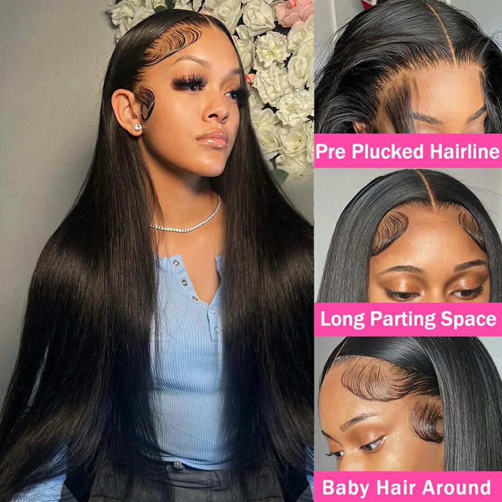 30 Inch Bone Straight Brazilian 13x4 13x6 Lace Front Real Hair Wigs For Women 180 Density Wig Bling Hair