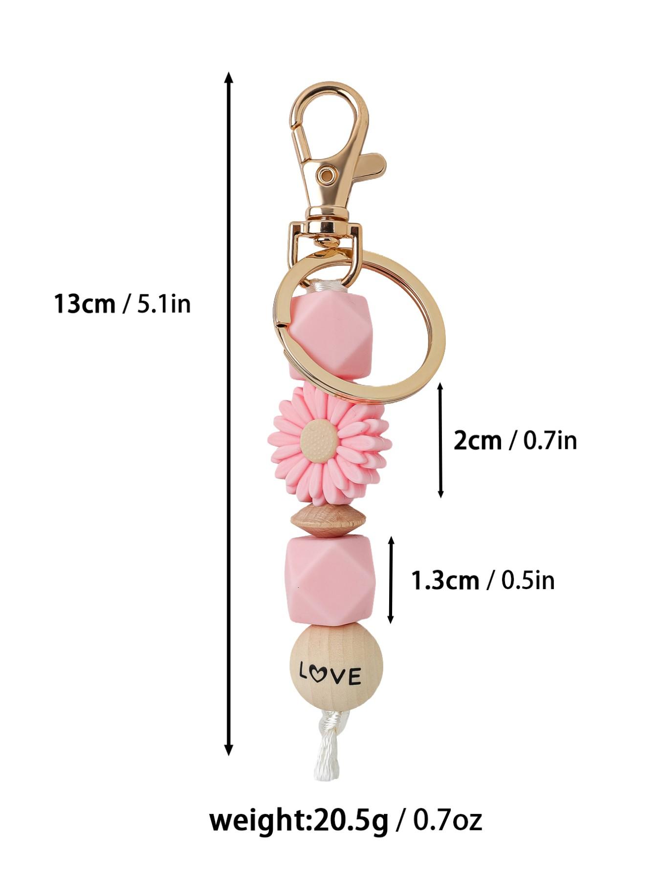 Elegant Daisy Keychain, Soft Silicone Beaded Wristlet, Perfect Mother's Day Gift for Mom, Viral Tiktok Accessory, 1pcs