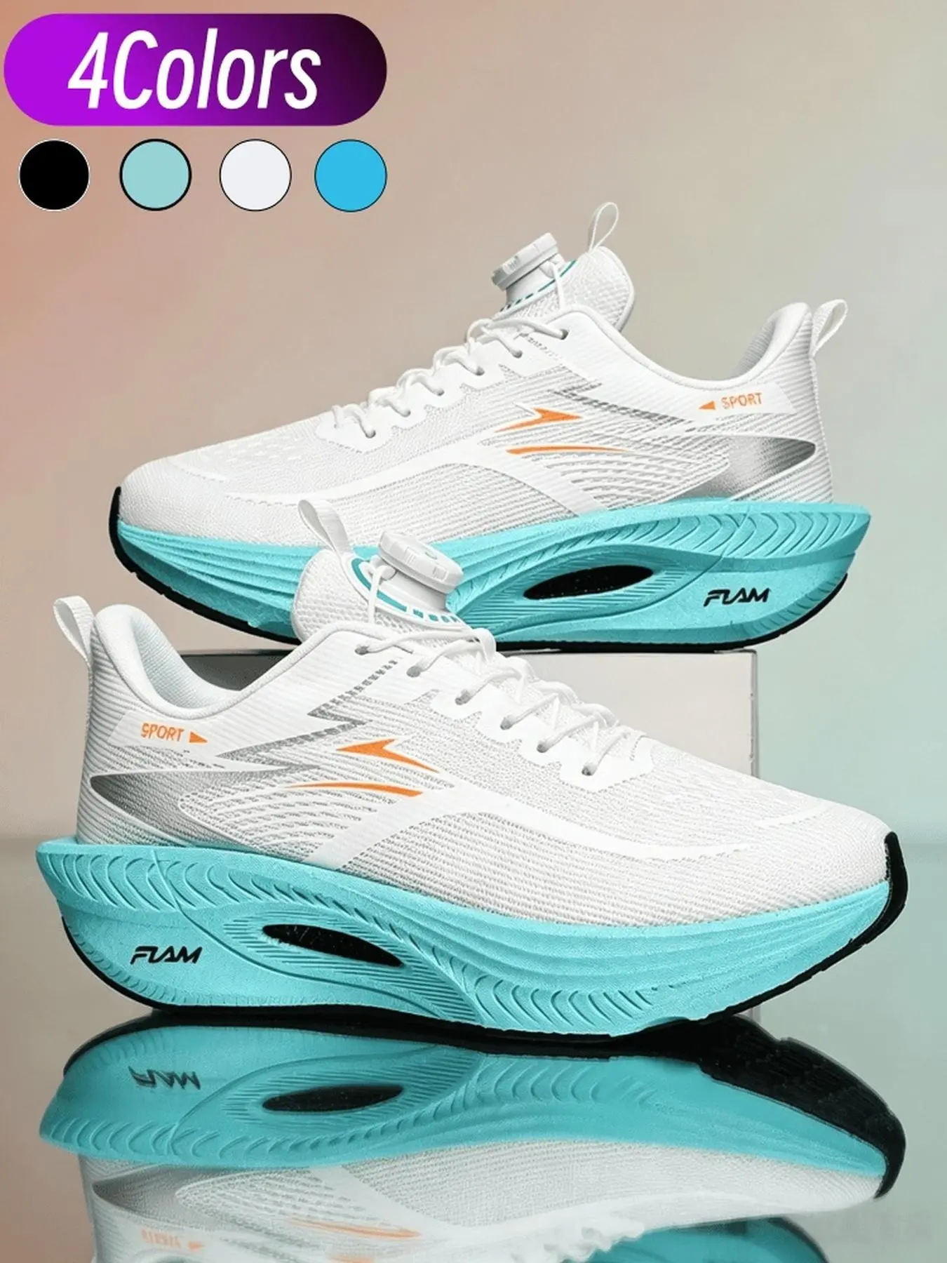Neutral Twist Quick Lace Carbon Plate Running Shoes Lightning Print Mesh Popcorn Cushioning Breathable Sneakers