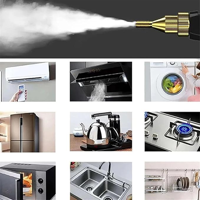 Pressurized Handheld Multi-Surface Natural Steam Cleaner with 3 Brush Heads for Kitchen Cleaning, Flooring, Upholstery, Grouting, Carpet Cleaning and Air Conditioning Automotive Household  Multifunction Steamer