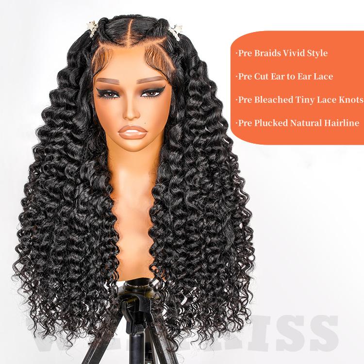 [West Kiss] Pre-Braided Stylist Wig Loose Deep Glueless Ready Go 13x4 Lace Front Human Hair Wig Pre Styled Pre Plucked Human Hair Wig