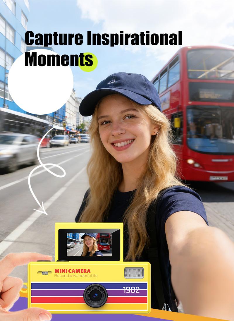 Digital Camera 180° Flip Screen Selfile Keychain Camera Retro Support Memory Card HD Very Small Camcorder Video Recorder Mini HD Digital Keychain Camera