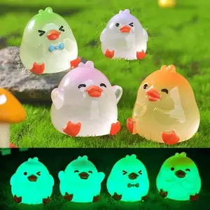10/50Pcs Luminous Mini Chicken Moss Miniature Figurines Cartoon Duck Figurines Creative DIY Home Decoration Accessories Gifts