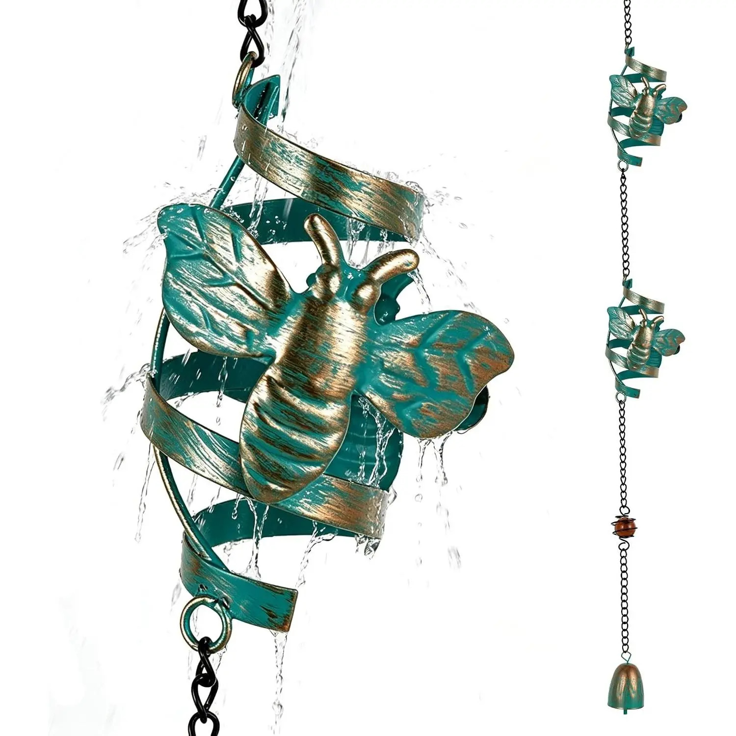 10.9 Ft Bee Rain Chain for Gutters Rain Catcher Chain for Eaves Drainage