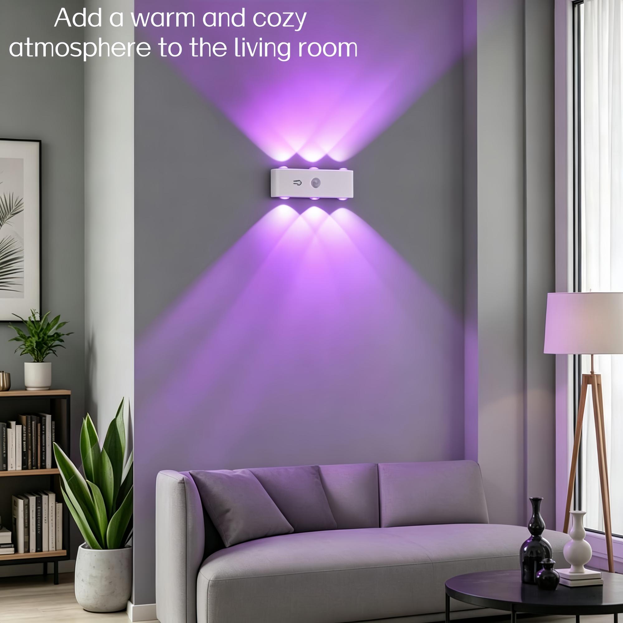 Smart Motion Sensor Wall Light, Magnetic No-Drill Installation, USB Charging, Rgb7 Colors & Warm Light, Ideal for Stairs, Bedroom, Living Room