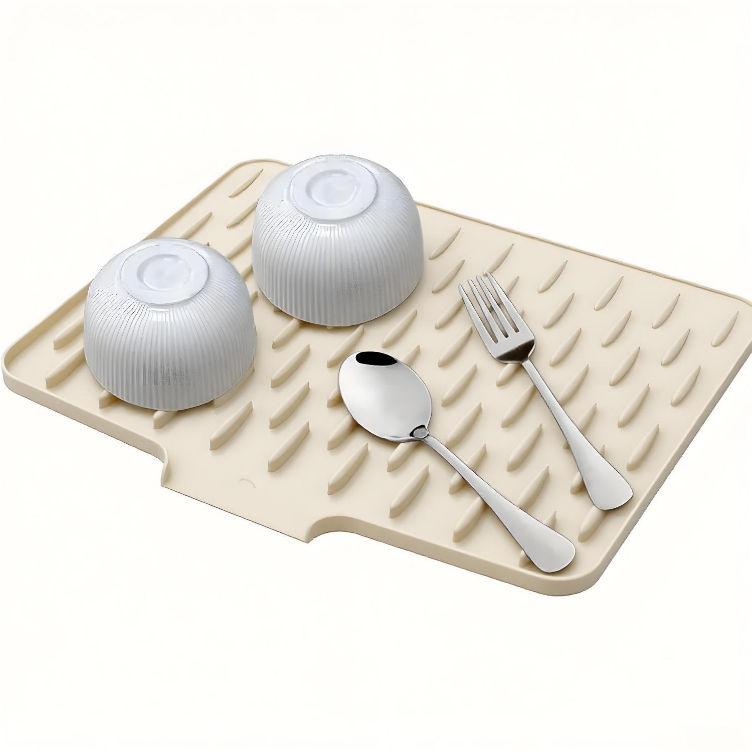 Large Kitchen Sink & Dish Drying Rack - Non-Slip Silicone Drainage Board Drain, Heat-Resistant & Easy-Clean Surface, Raised Edges for Spill Prevention, Dish Storage Shelf, Compatible with Countertops, Sinks, Refrigerators