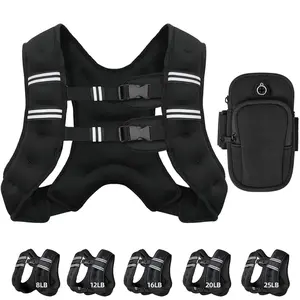 【DealsForYouDays】Adjustable Weighted Rucking Vest for Men & Women, 8lbs-25lbs Weight Range, with Detachable Phone Pouch for Walking, Training