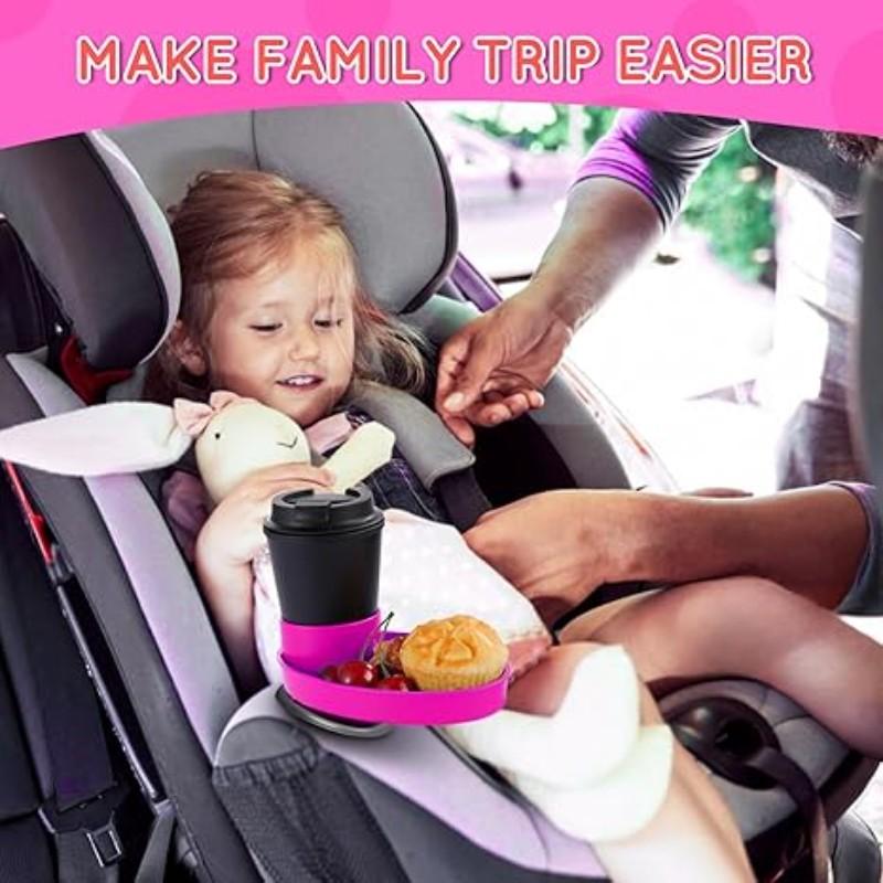 Car Seat Tray - for Cup Holders in 2.5”-2.8”,Easily Expands Snack Tray Cup Holder Tray into 360° Cup & Travel Tray for Kids Car Seat, Booster