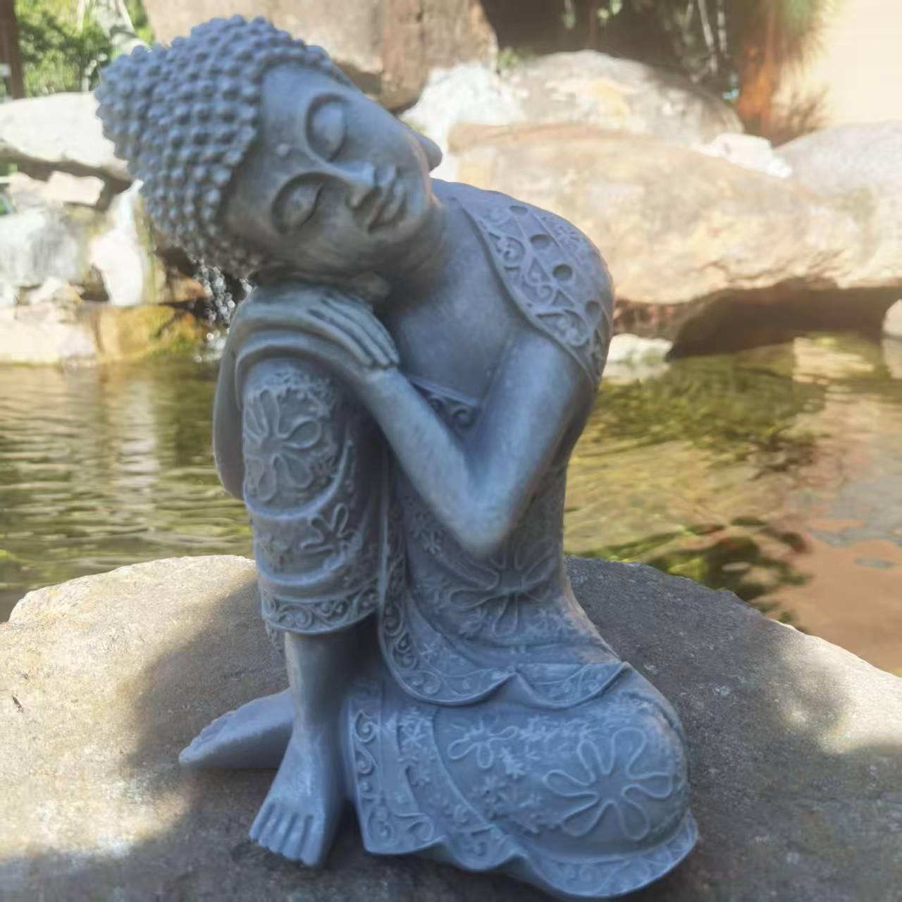 Resin Outdoor Sculpture for Home and Garden Decor, Handmade Buddha Statue, Feng Shui Ornament, Durable Resin Material, Gift Idea