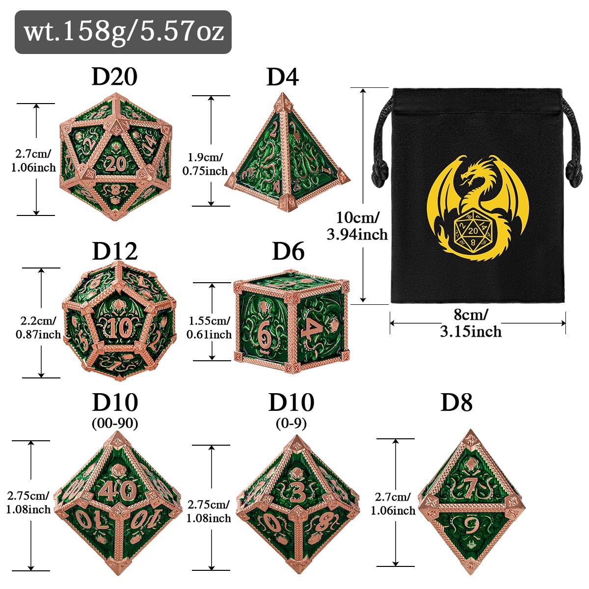 Metal Dice Set, Octopus Pattern, 7 Multi-Face Metal Dnd Dice Set, Dnd Starter Kit, Role-Playing Table Game Accessories