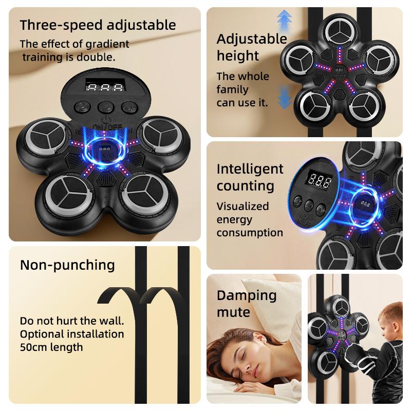 Bluetooth-compatible Smart Music Boxing Machine Hanging Target, Countable Fast Reaction Sandbag, Interactive Home Gym, Includes Charging Cable and Gloves, Boxing Set