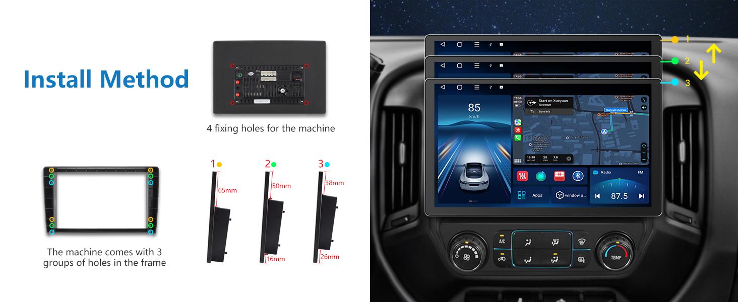 Car Stereo for Chevy Silverado GMC Sierra 2014-2018 touch screen has Android Auto Wireless Carplay, Bluetooth WIFI supports GPS Navigation（With Bose system, you need to purchase an additional fiber optic box! ! !）