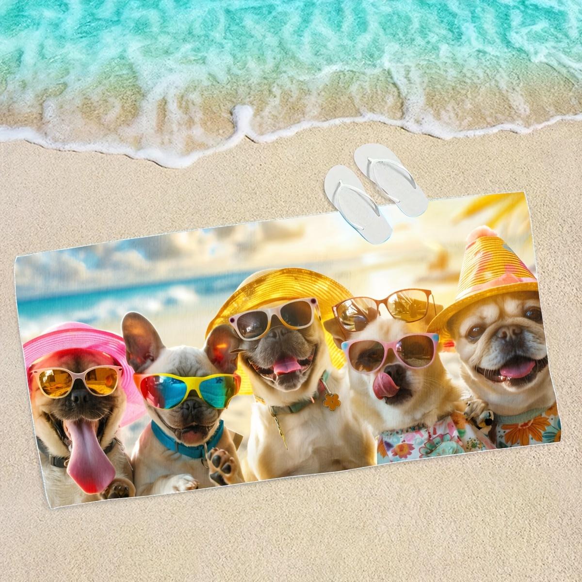 Funny Dogs Beach Towel, Quick Dry Lightweight Bath Towel, Soft Microfiber Swim Towel, Pool Towel, Shower Towel, Absorbent, Summer Accessory, Perfect for Outdoor, Sport, Travel, Beach, Pool