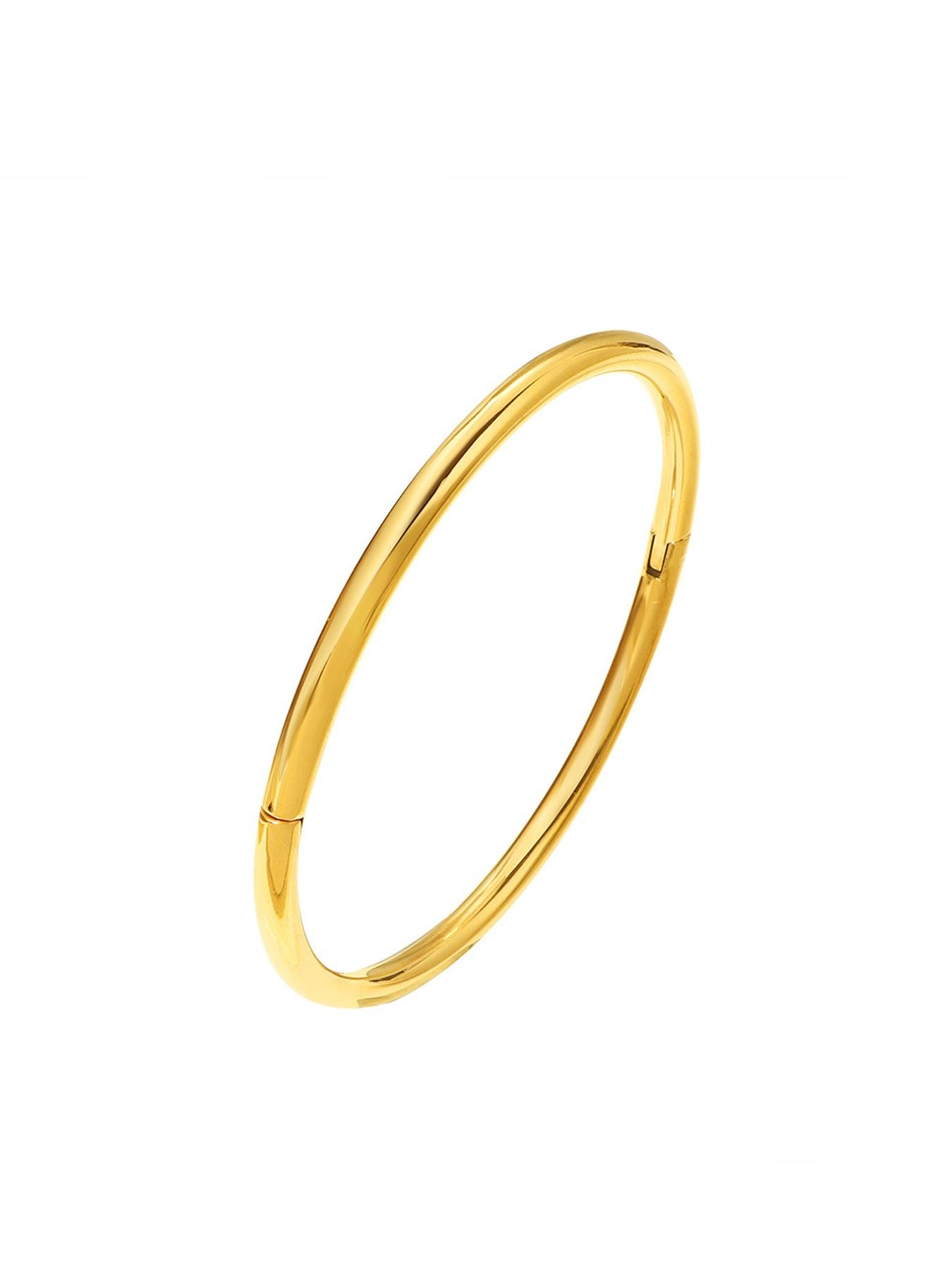 Simple and Ancient Style 18K Gold Plain Ring Smooth Bracelet, Titanium Steel Round Bracelet #Fashionable and Simple Open Bracelet #Jewelry Accessories/Fade-Resistant/Allergy-Free/Couple Style/Festival/Party/Ideal Gift