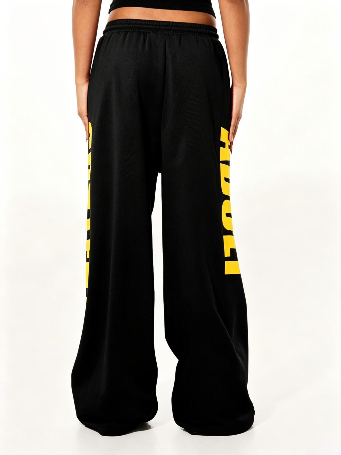Vertical Letter Graphic Elastic Waist Wide Leg Sweatpants Y2K Streetwear / Street Shooting / Casual Hangout / Hip‑Hop Party Oversized Baggy Relaxed Fit Loose Drape Women Fashion Printed Casual Trousers