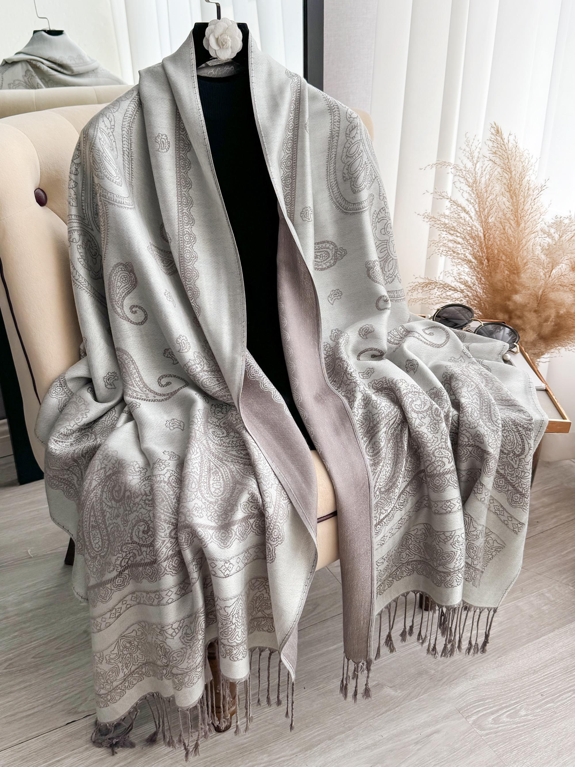 Women's Boho Style Paisley Print Long Scarf, Casual Trendy Tassel Design Shawl for Daily Wear, Fashion Accessories for Women & Girls