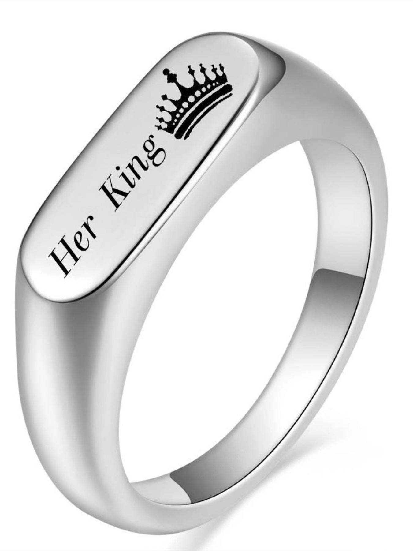 6mm Oval Cast Rectangular Her King His Queen Crown Couple Rings, Elegant Jewelry for Couples, Perfect Gift Idea