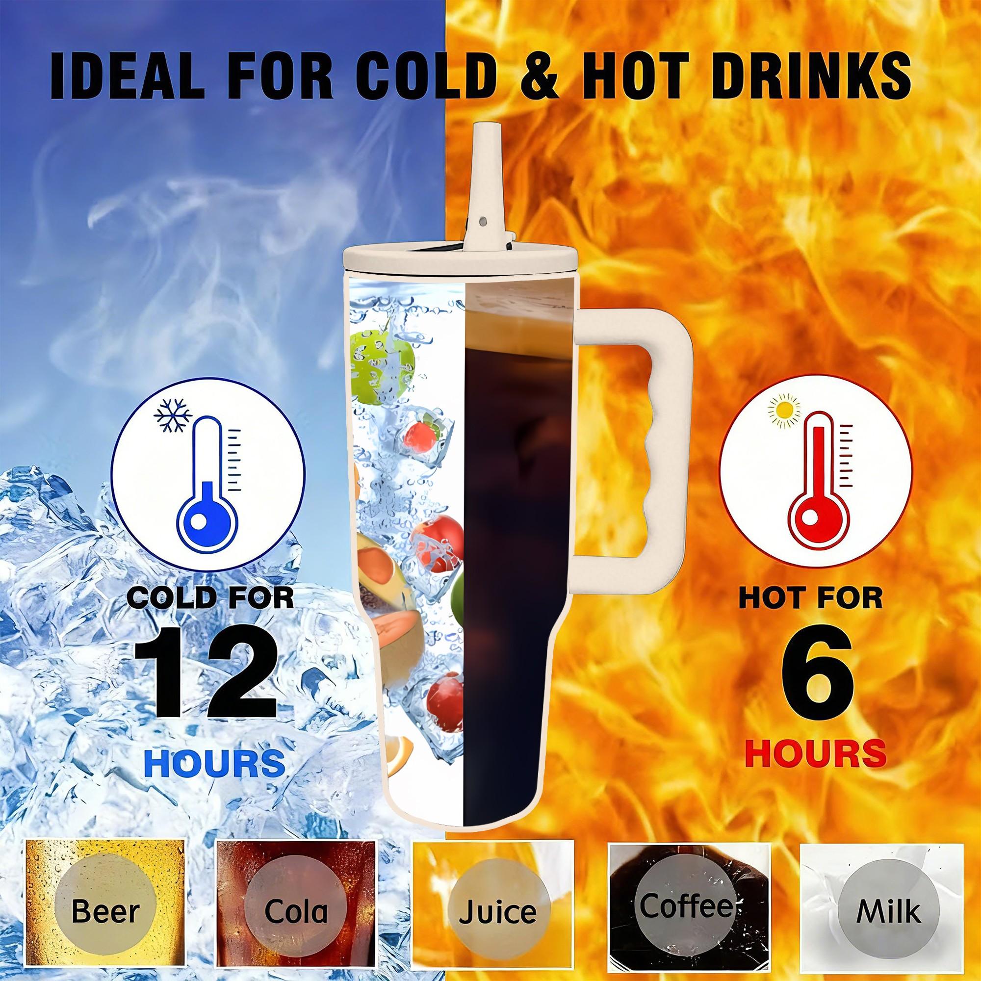 40 Oz Tumbler with Handle and Straw, 100% Leakproof Insulated Water Bottle, Stainless Steel, Cup Holder Friendly, 40oz Mist Color