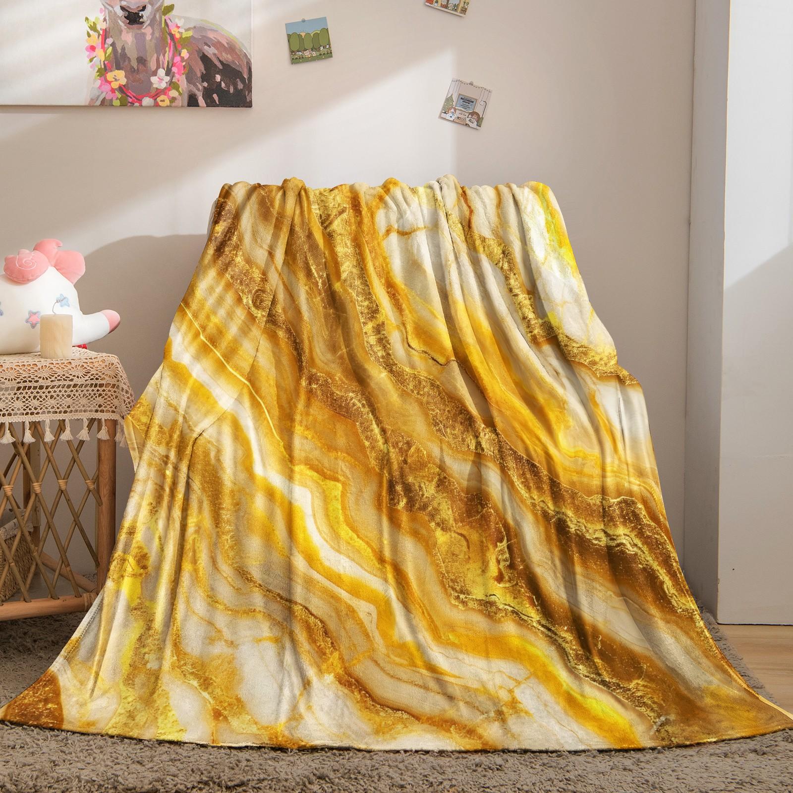 Modern Luxury Marble Print Flannel Blanket, Soft and Fluffy, Warm and Breathable, Ideal for Fluid Art Enthusiasts to Use at Home, in the Office or While Traveling, and an Excellent Gift for Family and Friends