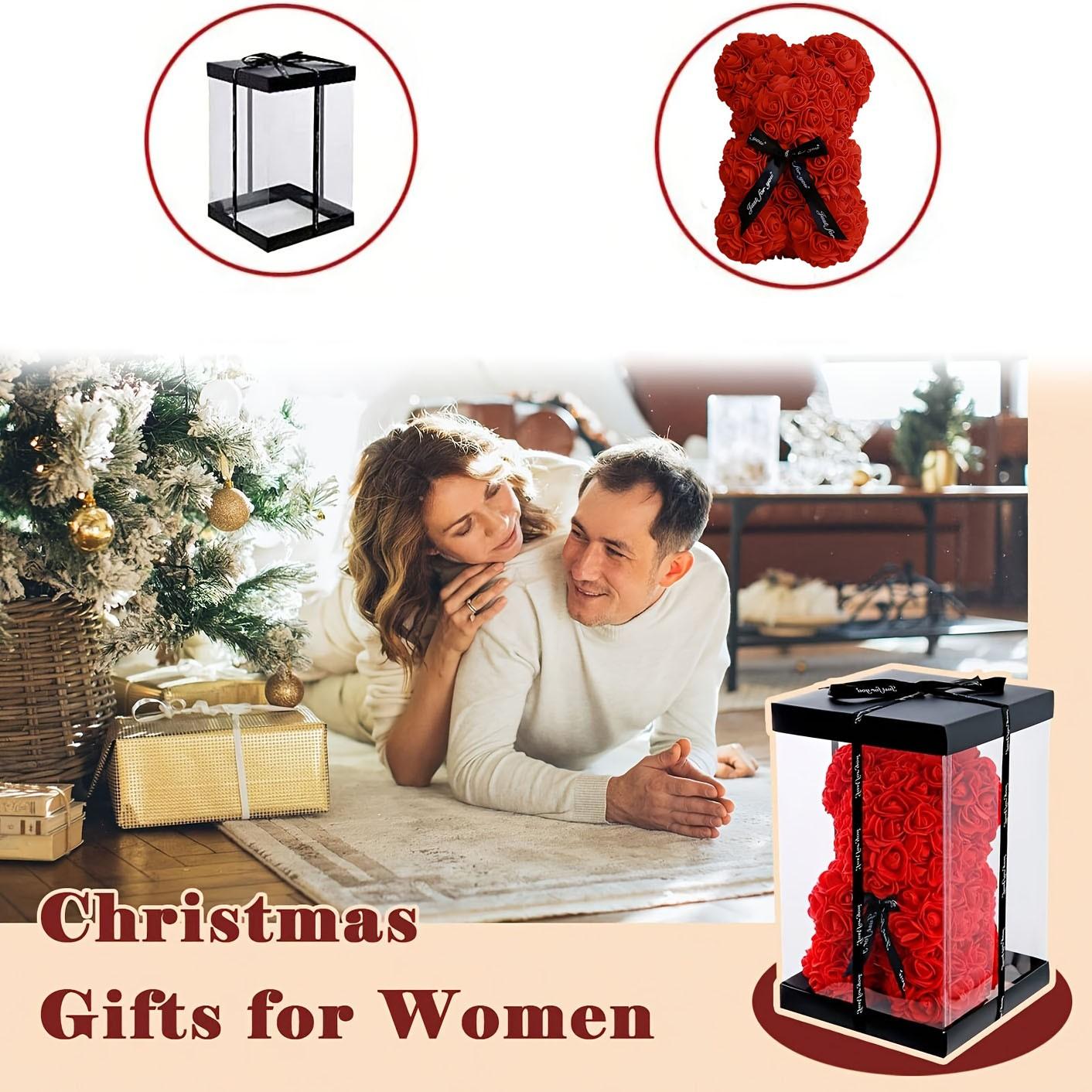 Valentine's Day Rose Bear Gift Set, Cute Teddy Bear with Box and Card, Romantic Birthday Anniversary Decoration