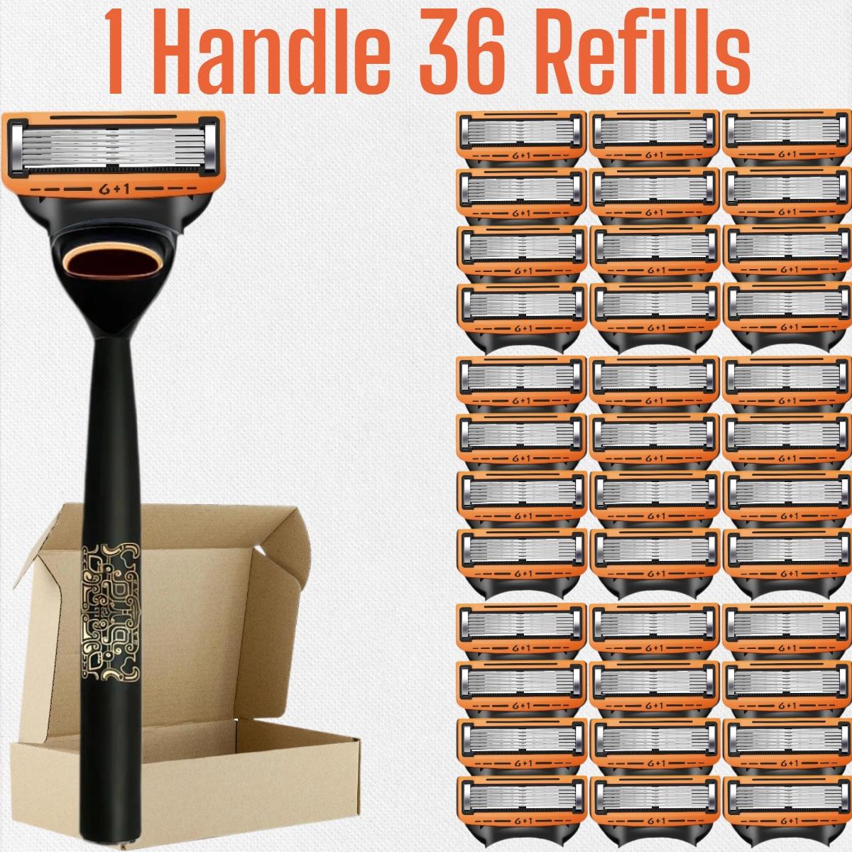 Men's Shaving Razor Set with 1 Handle and Extra Refills, Precision Trimmer, Stainless Steel Blades, Universal Fit, Sealed Packaging