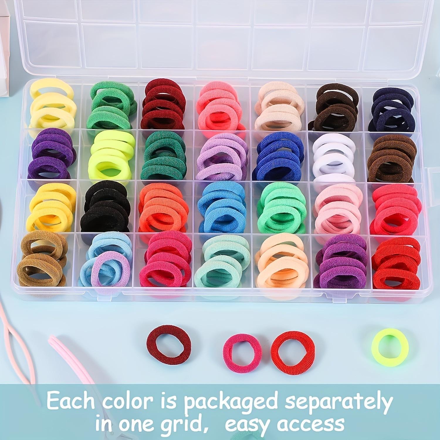 32-24 Color Mini Hair Bands and Hair Ties for Girls, Hair Accessories, Rubber Bands, Hair Styling Comb, Braiding Tool Set