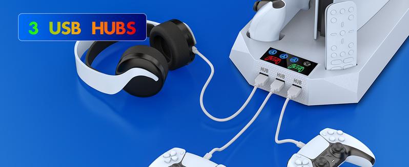 Charging Base Cooling stand for PS5 Slim/Standard, with 3 Level Turbo Cooling Fan ps5 Accessories White