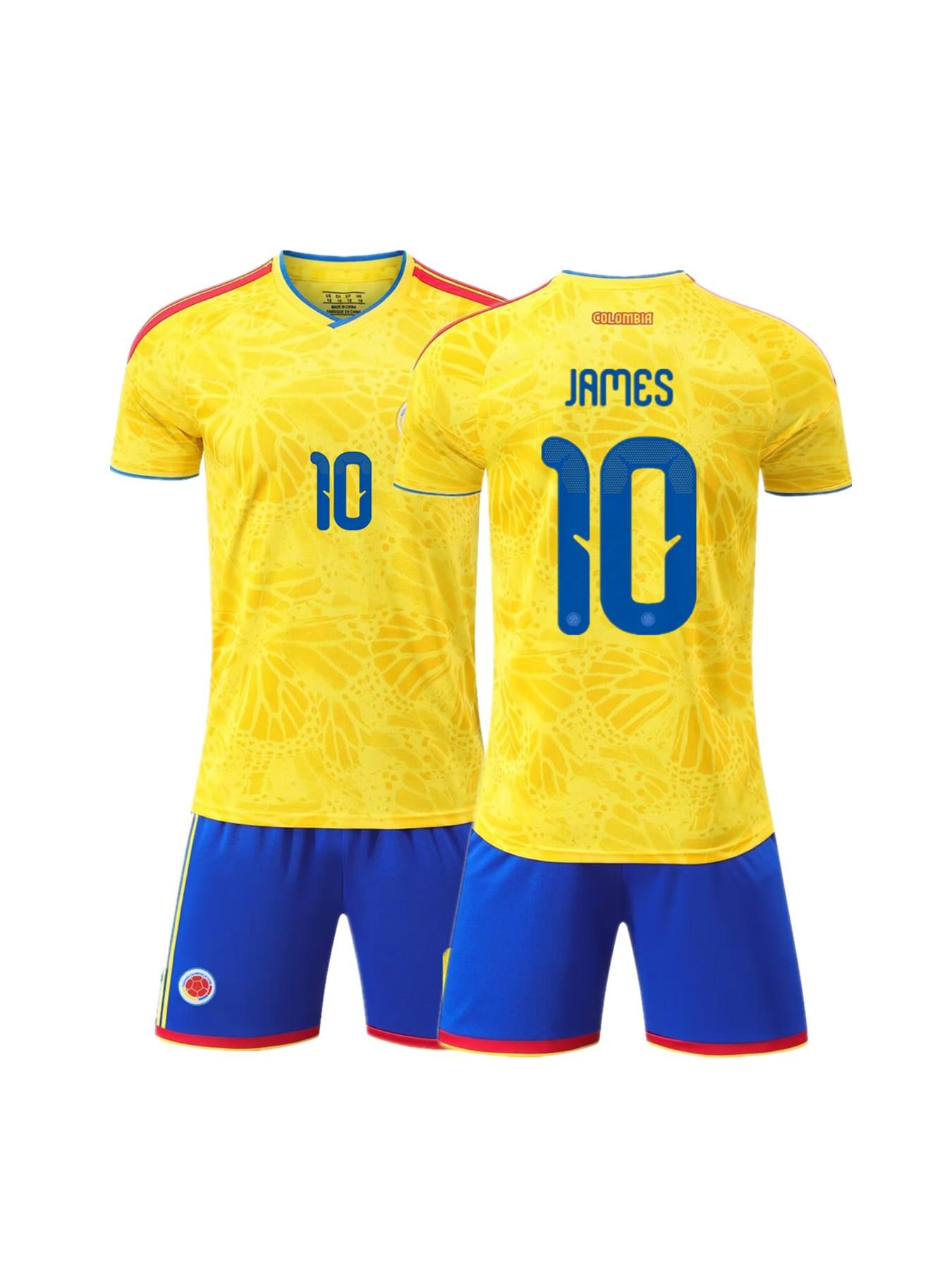 Sports Set, Breathable James 10 Columbia, Football Kit, Spain Fan Shirt, Training Wear, Casual Short Sleeve and Shorts