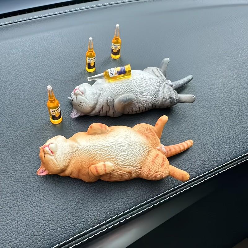 Funny Cute Drunk Sleeping Cat Figurine, Multiple Fun Designs, Desktop Car Plant Decoration, Garden Pond Fish Tank Decor, Includes Adhesive