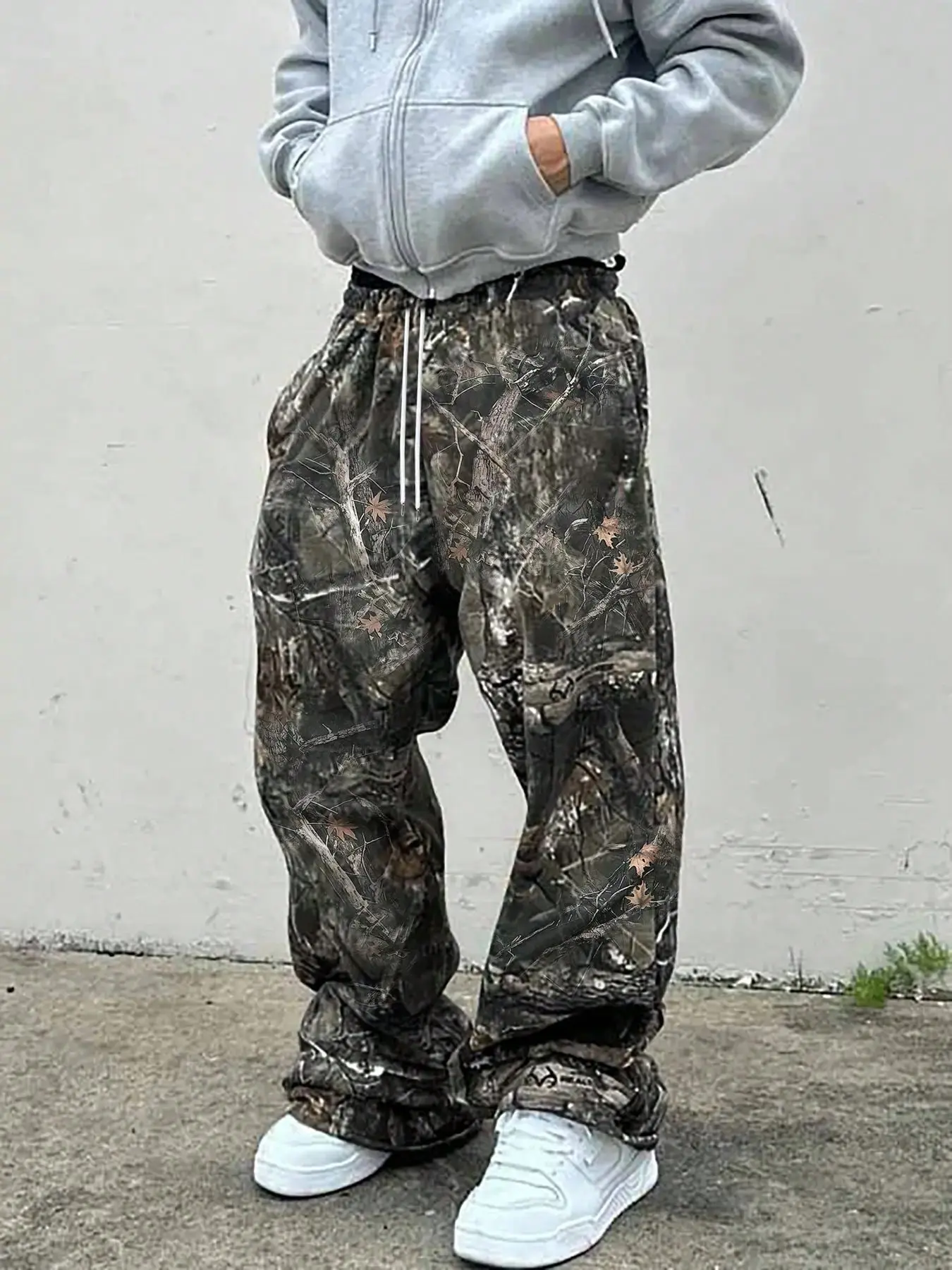 Men's Casual Camo Long Pants, Loose-Fit Drawstring Wide Leg Joggers, All-Season Comfortable Fabric, Perfect for Everyday Wear