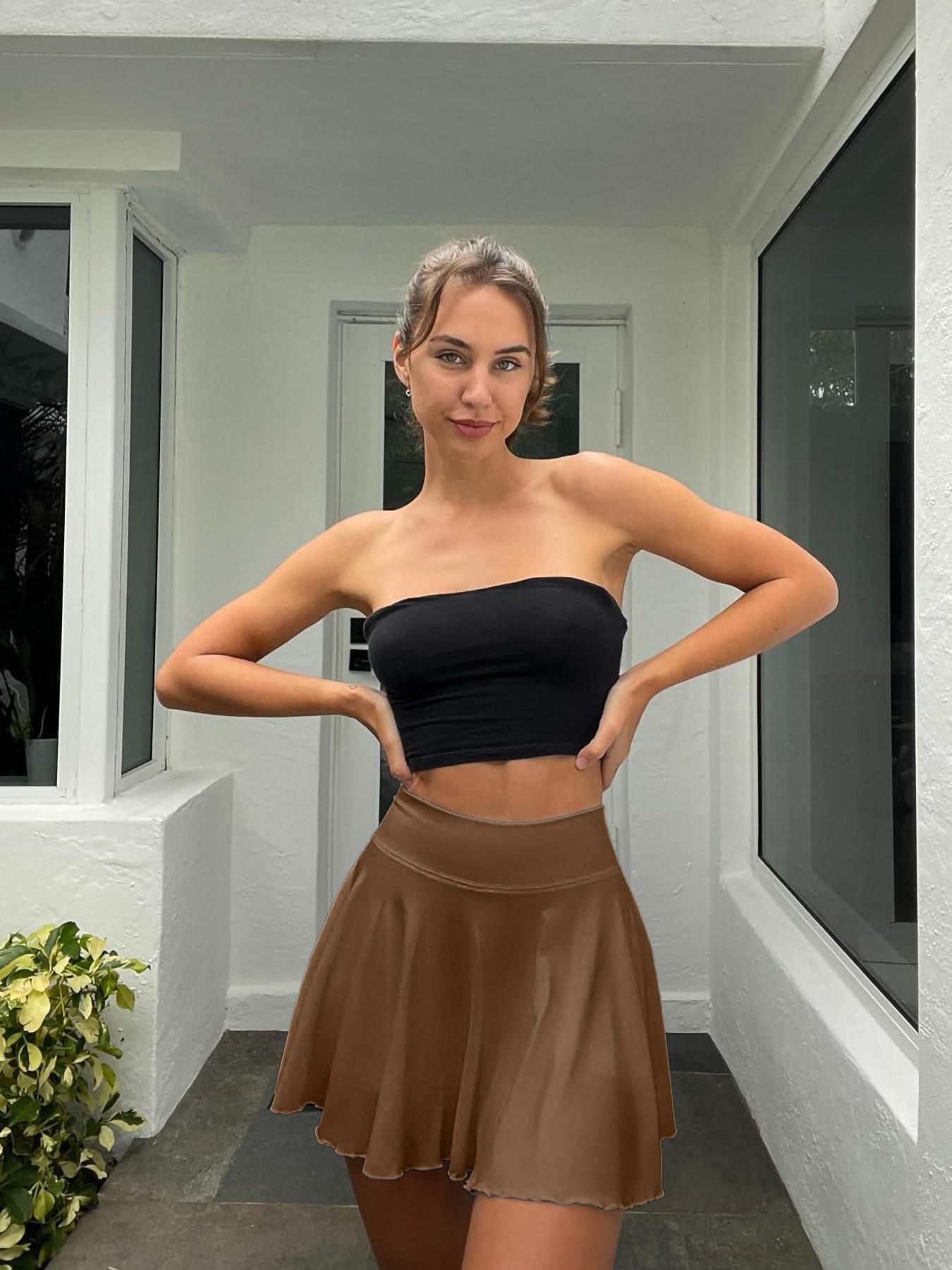 High Waist Sporty A-Line Skirt, Seamless Design, High Elasticity Quick-Dry Fabric, Pocket & Anti-Slip Belt, Perfect Fit