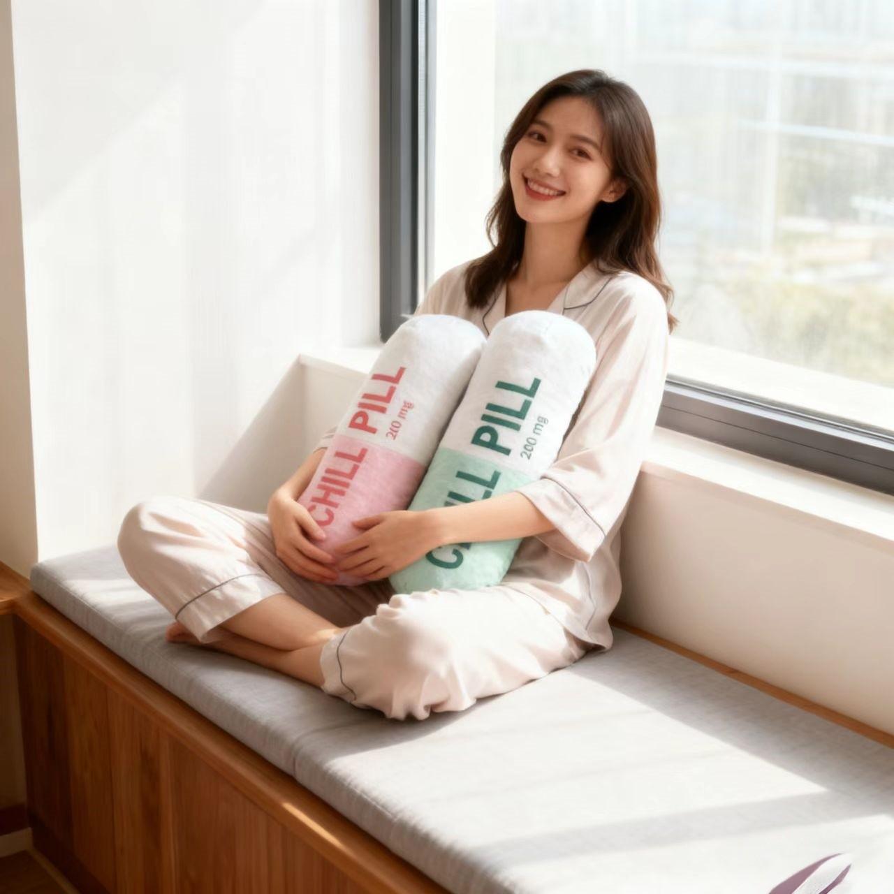 1pc Decorative Pillow, 40cm Capsule Shape Print Cushion, Living Room Bedroom Sofa Home Decoration, Bedding, Nurse Birthday Gift