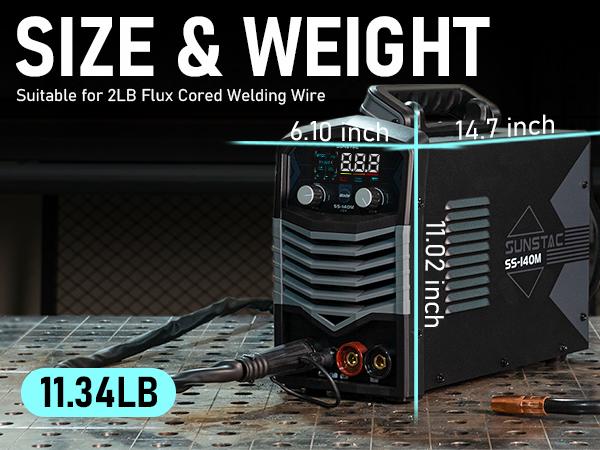 Sunstac SS-140M 110V Gasless MIG Welder 140Amp | Synergic Control & IGBT Inverter Tech | 3-in-1 Flux Core/Lift TIG/Stick Portable Welding Machine Sunstac SS-140M 110V Gasless MIG Welder 140Amp | Synergic Control & IGBT Inverter Tech | 3-in-1 Flux Core/Lift TIG/Stick Portable Welding Machine