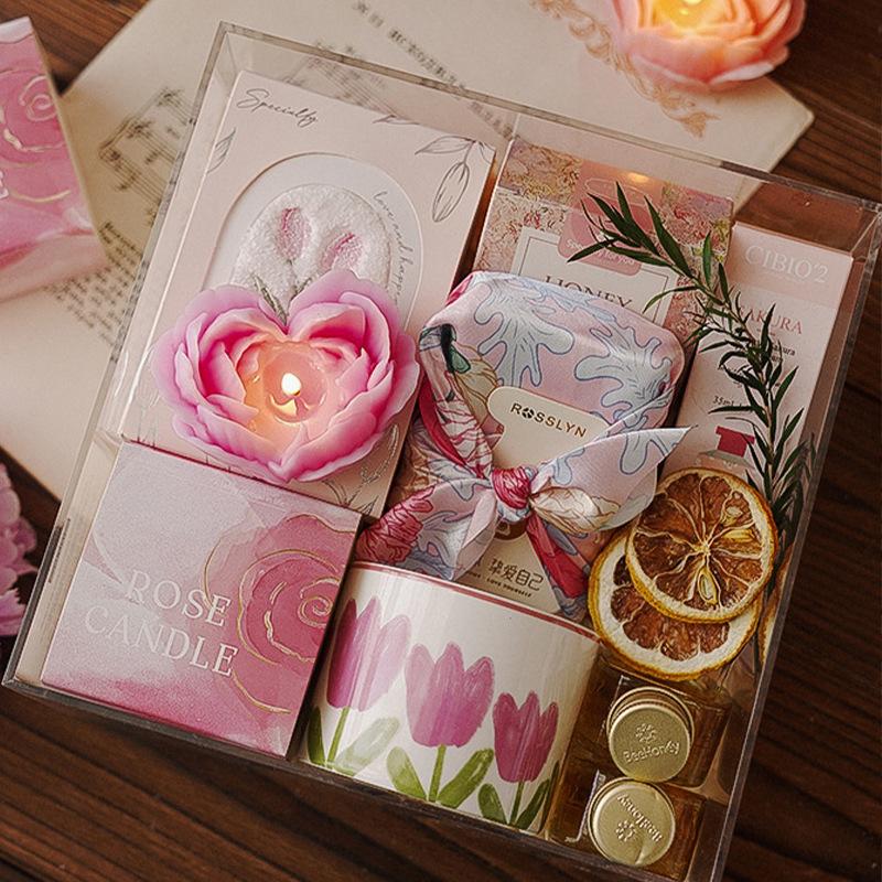 Heart-Shaped Rose Scented Candle, Realistic Flower Gradient Decorative Piece, Romantic Atmosphere Aromatherapy Candle, Valentine's Day Proposal Gift