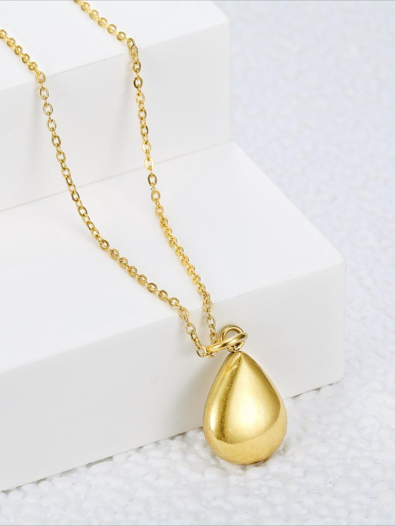 Retro Smooth Water Droplet Pendant Necklace Made of Stainless Steel, Hypoallergenic and Colorfast, with A Niche Design, Light Luxury and Versatile Necklace, Suitable for Daily Commuting and Dating Accessories