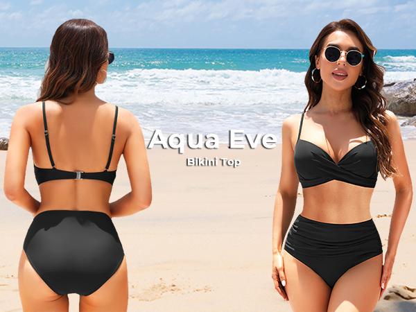 Aqua Eve Women Underwire Bikini Top Only Push Up Swim Top Bra Swimsuit Tops Padded Bathing Suit Top