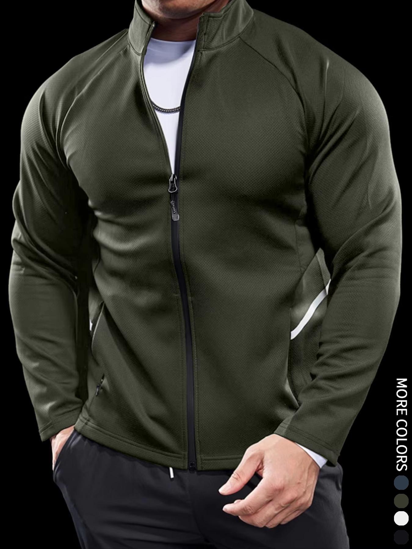 Men's Lightweight Jacket - Comfortable Polyester Fabric, Quick Dry, Slim Fit, Zipper Training Suit for Hiking & Fitness, Spring Autumn Long Sleeve Tops