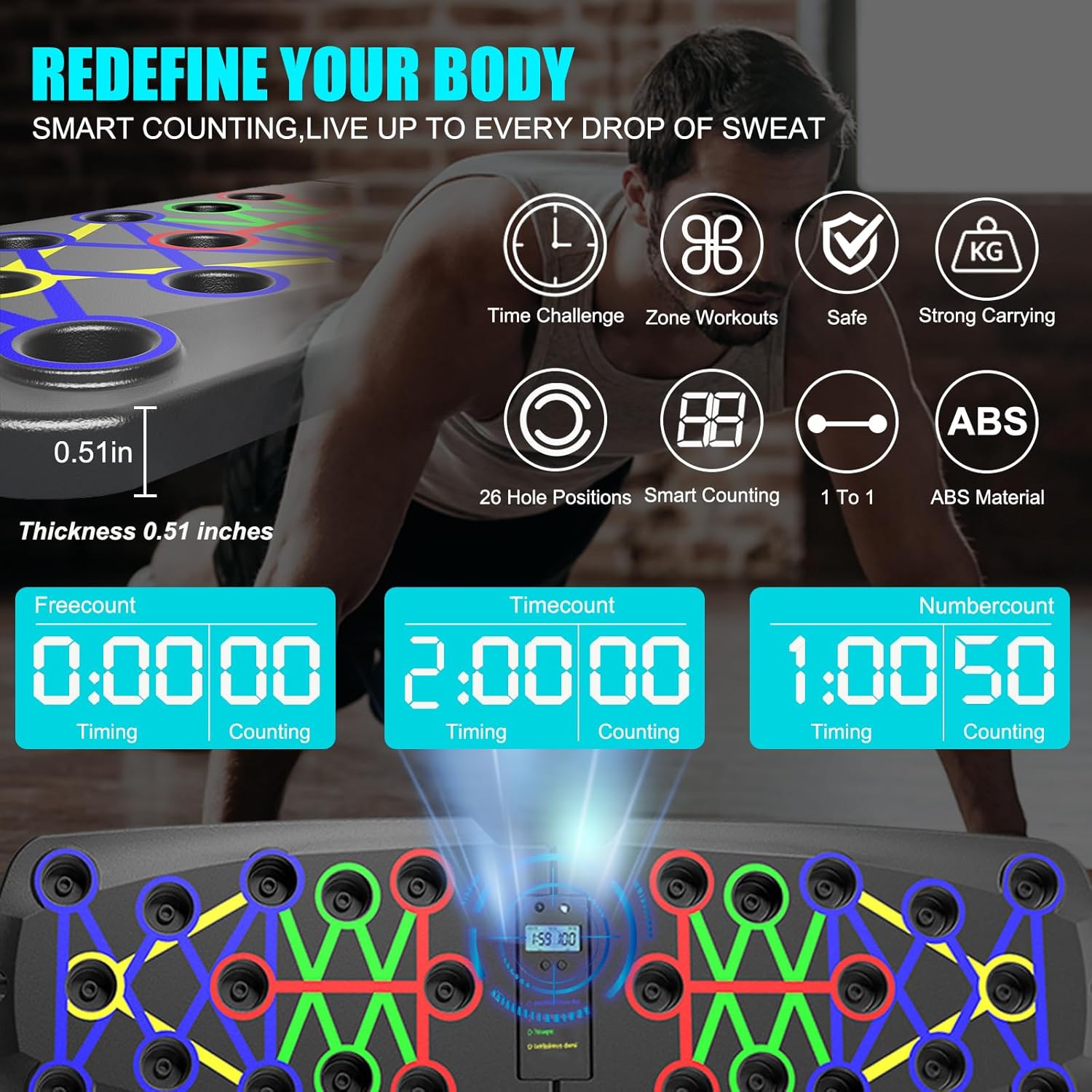 Push-Up Training Board, Upgrade Counter,Portable Foldable 30 in 1 Push UpBar at Home Gym, Pushup Handles for Floor,Professional Strength Training Equipment For Man and Women,Enhanced Muscle Comfortable Exercise multi-function