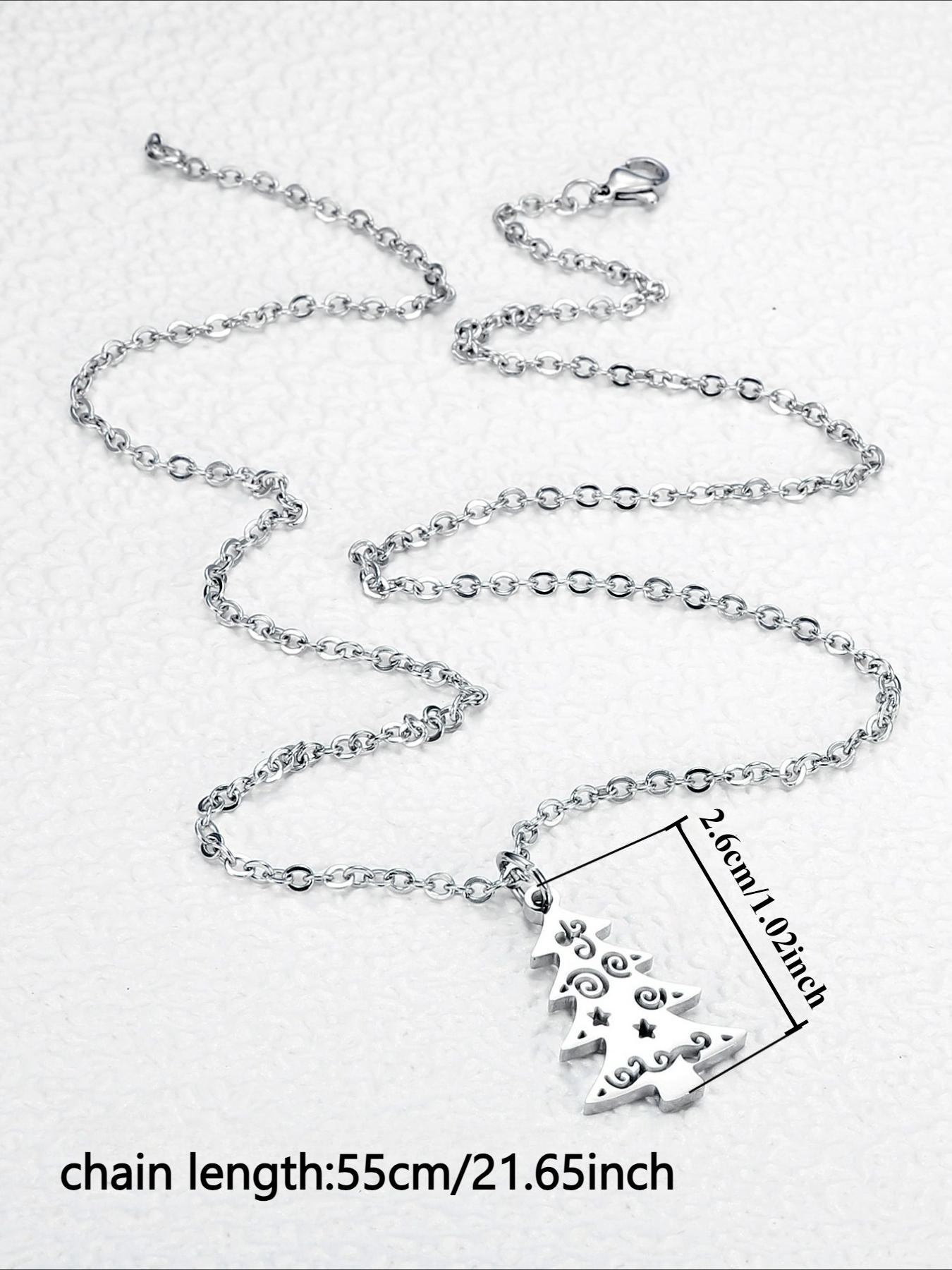 Stainless Steel Christmas Tree Pendant Necklace, Christmas Accessories, Holiday Gifts, Non Fading