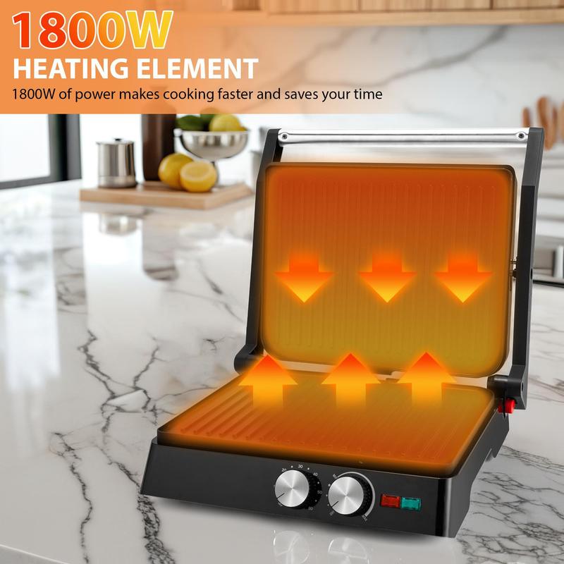 SUSTEAS 1500W Dual-Sided Indoor Grill - 180° Adjustable Electric Panini Press with Nonstick Griddle for Burgers, Steaks & More Multi-Purpose Sandwich double waffle maker SUSTEAS 1500W Dual-Sided Indoor Grill - 180° Adjustable Electric Panini Press with Nonstick Griddle for Burgers, Steaks & More Multi-Purpose Sandwich double waffle maker