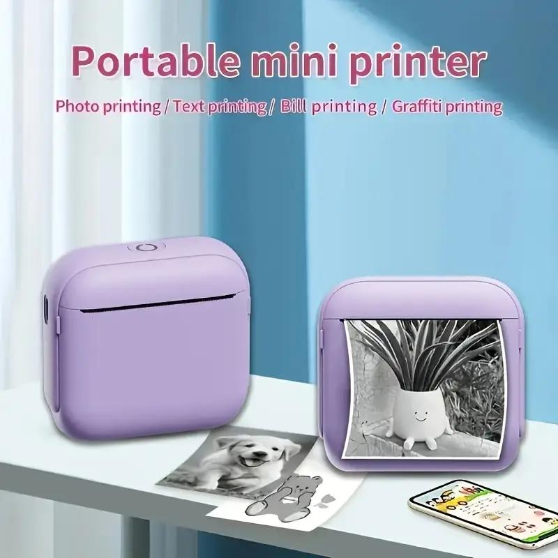 Portable Wireless Mini Printer, Compact Photo Label Printer, Ideal for Photos Labels Notes, Perfect Holiday Gift, Easy to Use