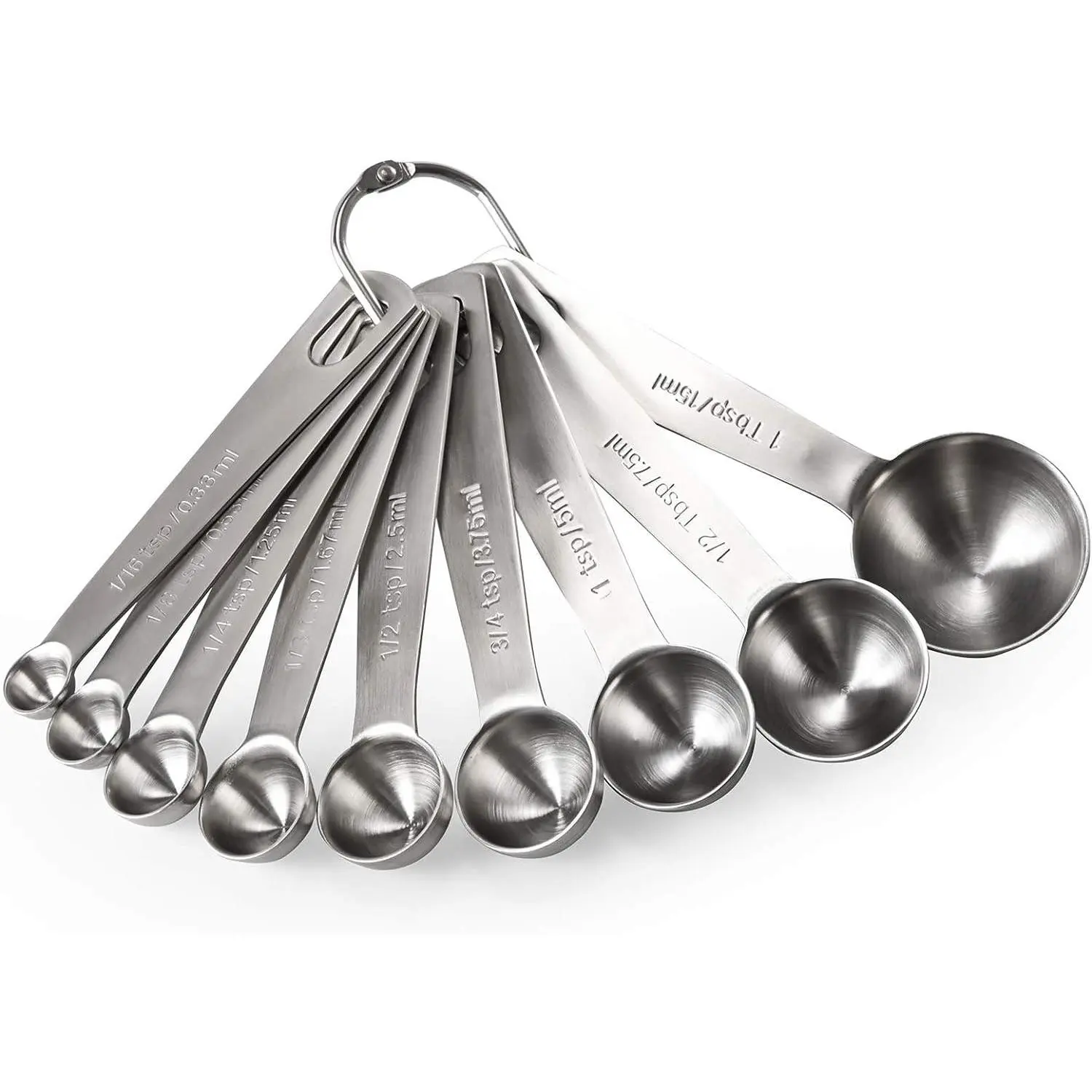Measuring Spoons: 18/8 Stainless Steel Measuring Spoons Set of 9 Piece: 1/16 TSP, 1/8 TSP, 1/4 TSP, 1/3 TSP, 1/2 TSP, 3/4 TSP, 1 TSP, 1/2 tbsp & 1 tbsp Dry and Liquid Ingredients | Kitchen Metal Measure Set for Dry & Liquid Ingredients