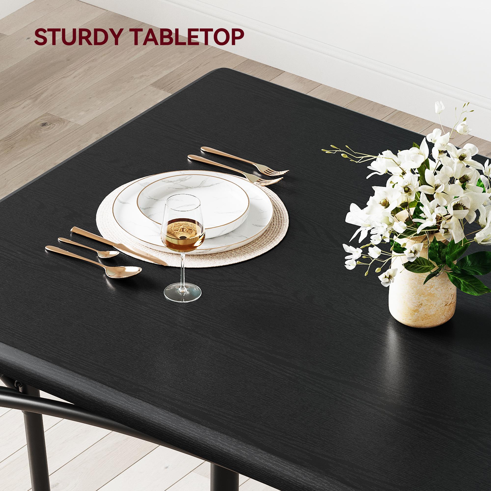 Dining Table Set for 4, Kitchen Table and Chairs, Metal and Wood Rectangular Dining Room Table Set with 4 Upholstered Chairs, 5 Piece Dining Set for Small Space, Apartment, Rustic Brown,Black,Grey Furniture Modern Home