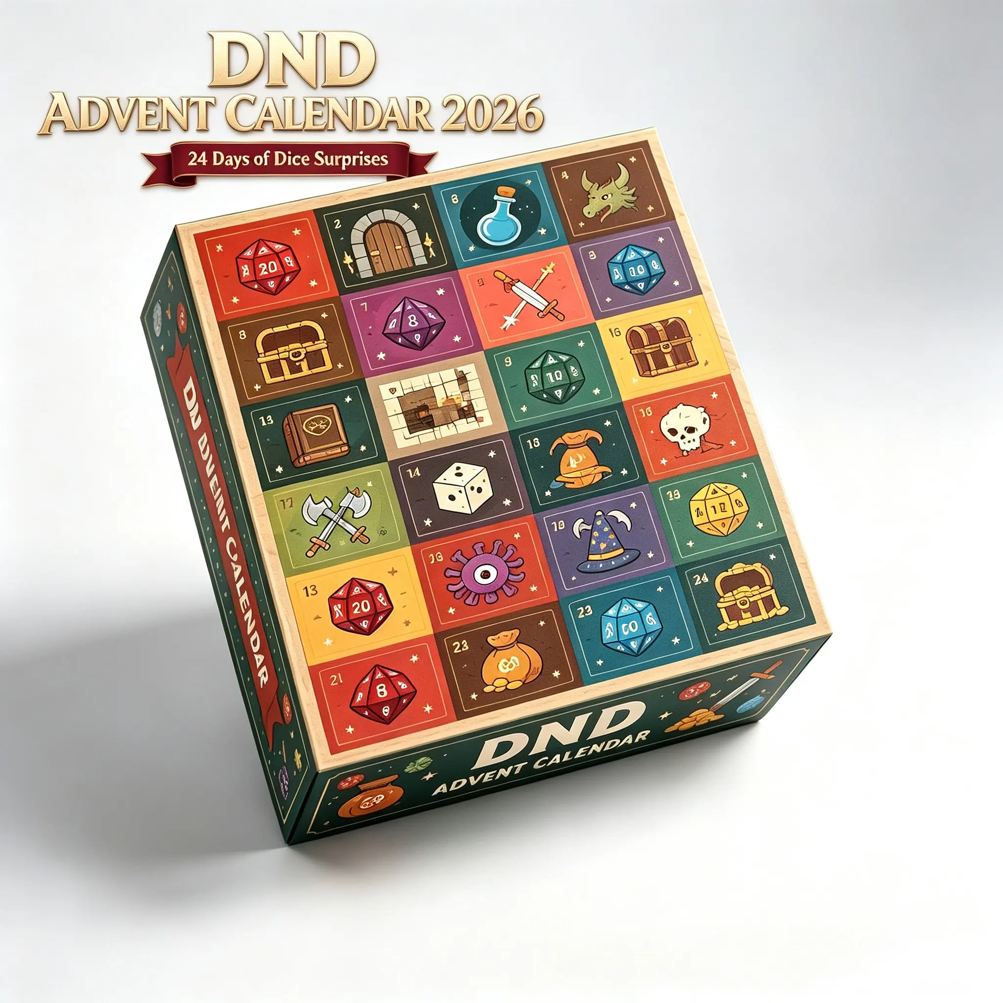 2026 Countdown Calendar Dice, 24-Day Horror Theme Countdown Calendar, High-Quality Multi-Face Dice Set, Dungeons & Dragons Dice Arrival Calendar