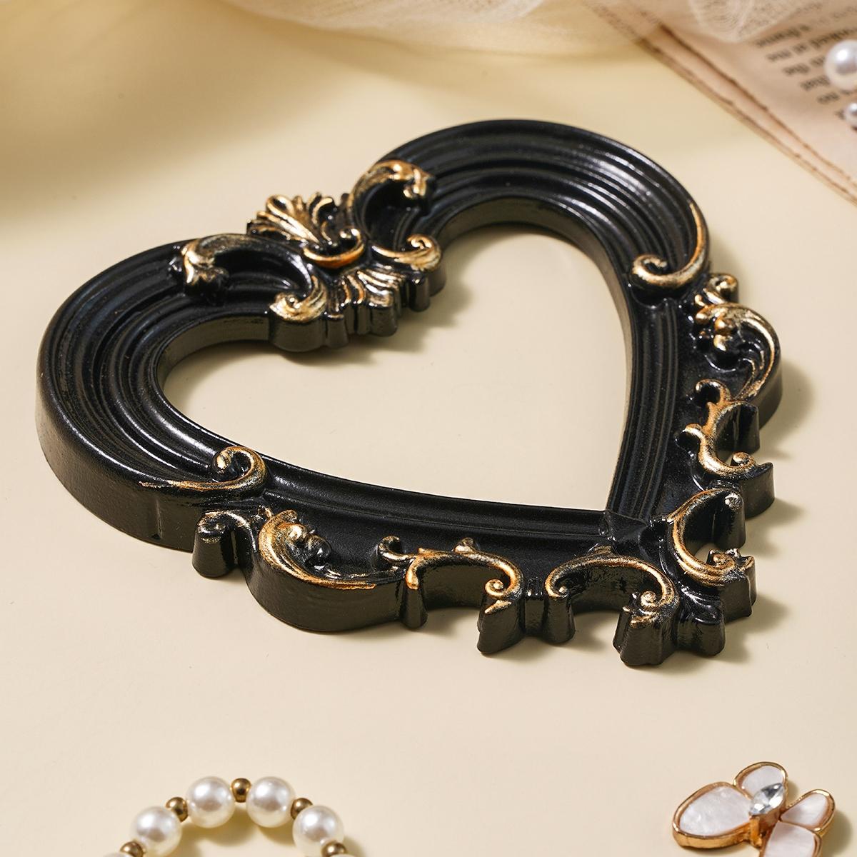 European Style Heart Frame Decor, Resin Hand-Painted DIY Decoration, Bathroom Ornament, Photography Prop, Party Scene Setter