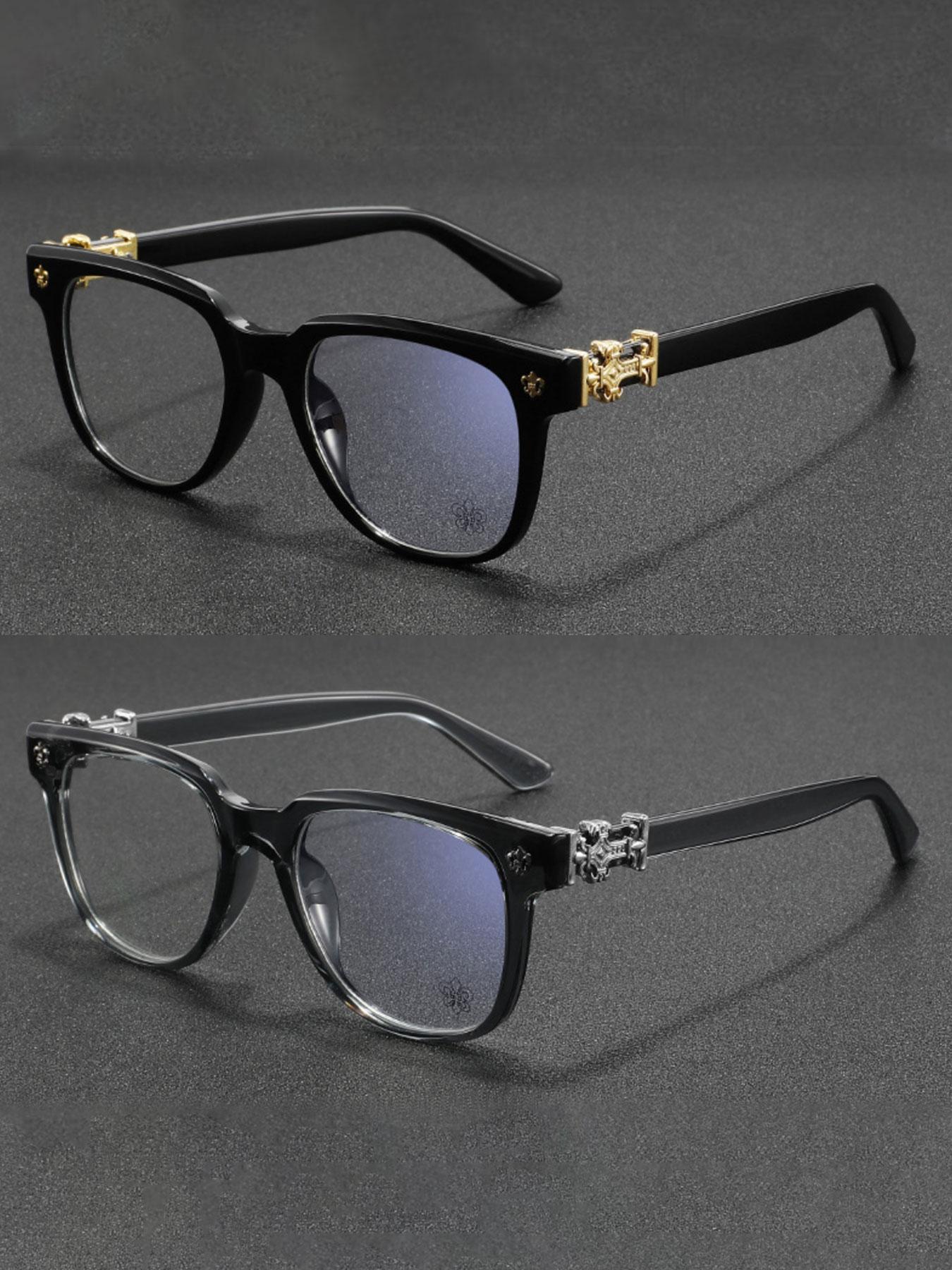 2PCS New Square Glasses, Unisex, Stylish Light Luxury Elegant Artsy Business Style Frames, Multiple Styles Available, Perfect Gift for Him, Suitable for Daily Wed Decorative Photography Glasses