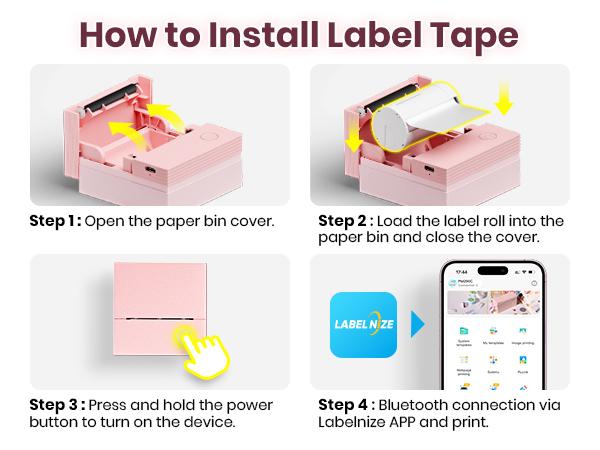 PM290C Self-Adhesive Thermal Printer Stickers Paper, 54mmx3.2m Mini Sticker Printer Paper, 3 Rolls(Printer Not Included - Tape Only for PM290C)